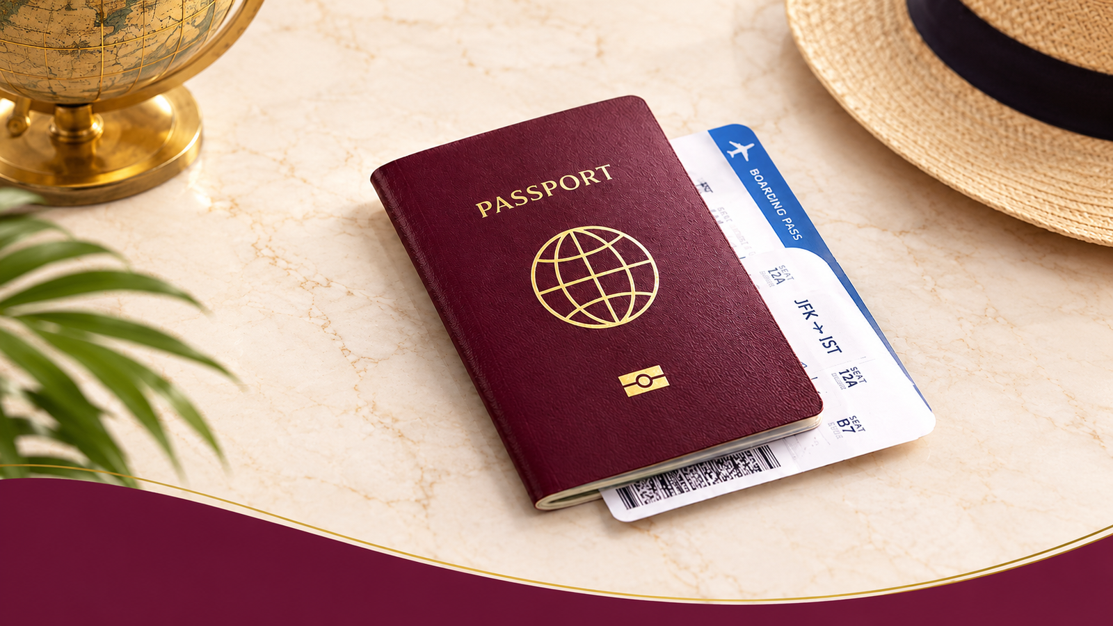 Passport and boarding pass ready for travel